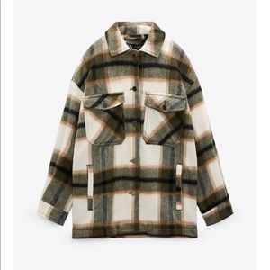 Zara NWT women Plaid overshirt shacket jacket size M